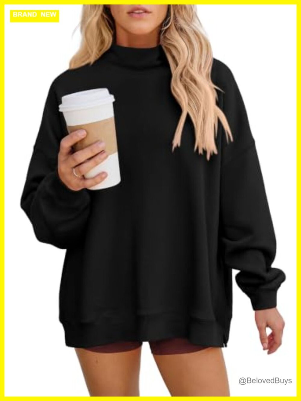 Womens Oversized Mock Neck Sweatshirt Lightweight Pullover